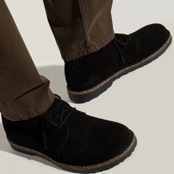 Birkenstock Men's 11 Black Suede Leather Uppsala Chukka Mid Boots Lace Up LB13-1 - Picture 1 of 7